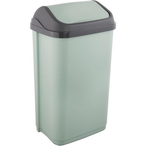 Poubelle avec couvercle basculant, 50 l, 38,5 x 29 x 66 cm, Swantje, Vert (Nordic Green) (1/5)