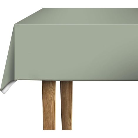 Nappe rectangulaire imperméable toile cirée, 140×180cm, vert sauge PVC, table cuisine décoration (1/5)