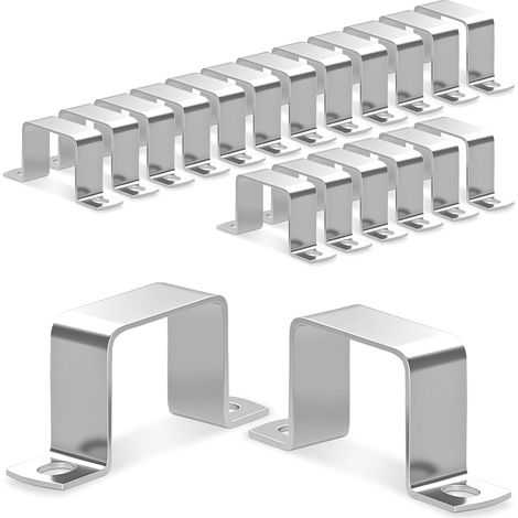20 abrazaderas de manguera cuadradas en forma de U de 20 x 20 mm en acero inoxidable 304 para puertas de entrada, ventanas, tuberías de suministro de agua y otras tuberías.