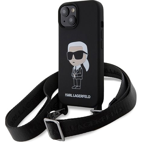 Karl Lagerfeld iPhone 15 Crossbody Silikonhülle Schwarz (1/5)