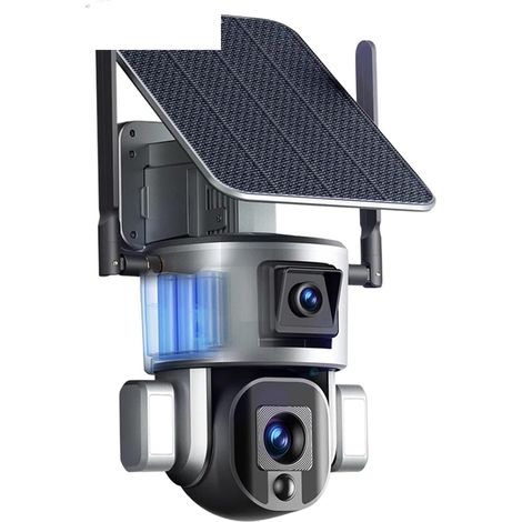 Caméra de sécurité à domicile Caméra solaire à double objectif 4K 8MP extérieur Zoom 10X caméra de surveillance WiFi sans fil projecteur PIR détection humaine PTZ caméra de sécurité ( Color : Camera N (1/5)