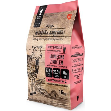 Wiejska Zagroda  Croquettes pour chat 400g - Adulte  Agneau au krill 400g