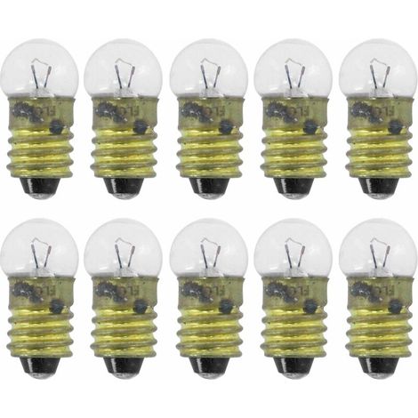 10x Ampoule E10 6V 2W culot 10mm à visser universel incandescent maison bricolage cyclomoteur scooter moto vélo (1/3)