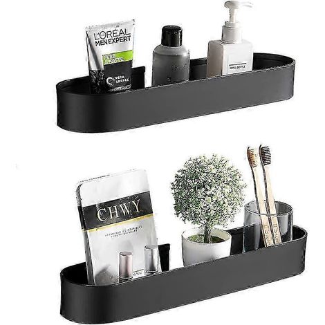 Étagère de salle de bain, sans perçage, porte-épices mural noir pour douche, en aluminium, 66 cm (26 pouces). (1/5)