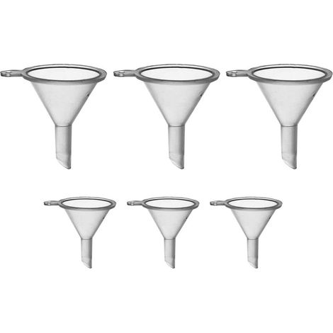 Ensemble 6 mini-tonnes Firefly Fuels – petits entonnoirs en plastique pour remplir de petites bouteilles, bougies à huile, paillettes, décoratifs, perles et pour la cuisine – 2 queues incluses pour po (1/3)