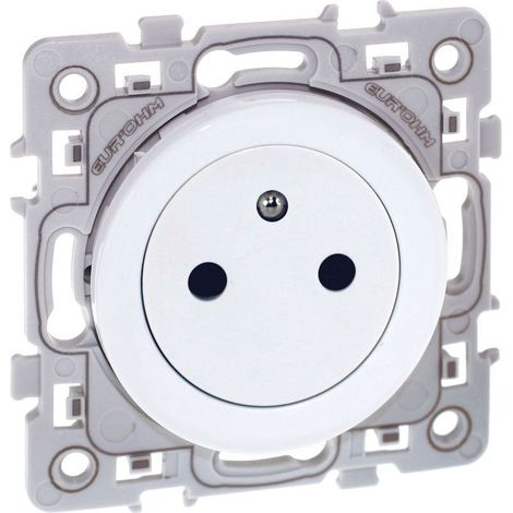 Eur Ohm – Prise de courant affleurante 2P+T 60239 – Encastrement – IP20 – Connexion automatique – Blanc (1/3)