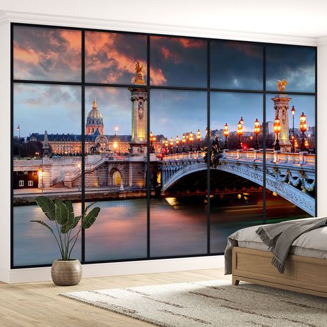 Papier peint panoramique Trompe l'oeil Verrière - Paris - 395 cm x 250 cm (1/5)