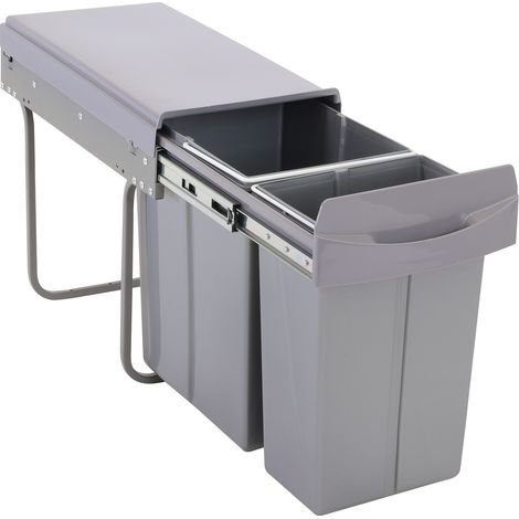 Svita – Poubelle encastrable 30L – 2 compartiments 10L + 20L – Système de séparation des déchets – Rails télescopiques pour accès facile