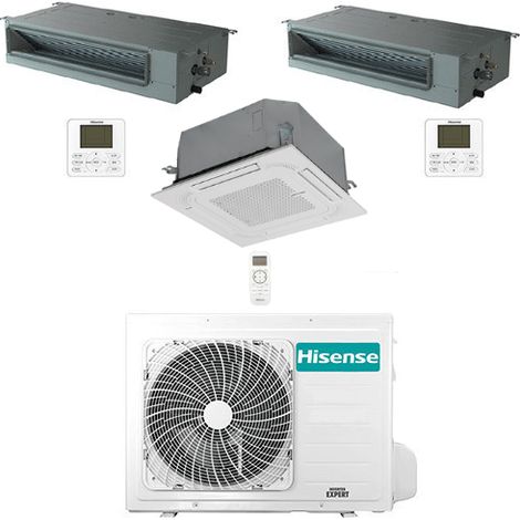 Hisense Kanalklimaanlage plus Kassette R32 Trial Split Inverter 9000 + 9000 + 9000 BTU mit E.U. 3AMW72U4RJC Klasse A++/A+