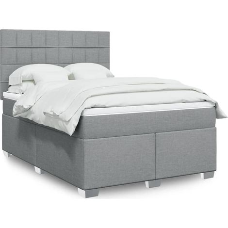 Boxspringbett mit Matratze Hellgrau 140x200 cm Stoff