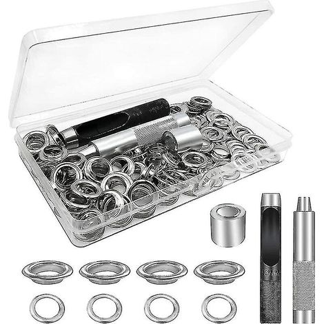 Coffret d'outils, lot de 100 Sen, Sen pour bâches, kit de Sen pour la réparation de bâches en toile, tentes, argent (1/5)