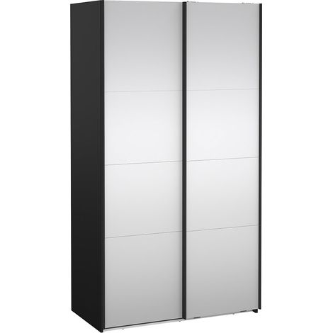 Catania Schiebetürenschrank 2 Türen mit Spiegel 120x220cm matt schwarz. (1/5)