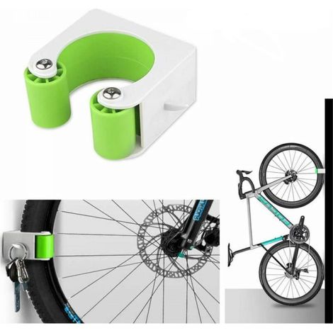 Support mural vertical pour vélo de route – Boucle de stationnement en acier, vert (4 x 4 x 2 cm), 1 unité (1/5)