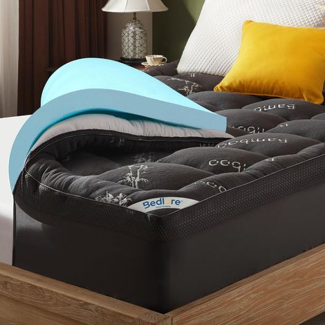 Surmatelas 160 X 200cm, Double Couche De 10 cm (5 cm De Mousse à MéMoire De Forme Gel + 5 Cm De Surmatelas Moelleux), Soulagement de la Pression et des Douleurs Dorsales (1/5)