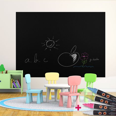 Sticker ardoise tableau noir - stickers muraux adhésif effaçable - ARDOISE GÉANTE H110XL150CM - H110xL150cm(2xH55xL150cm) (1/5)