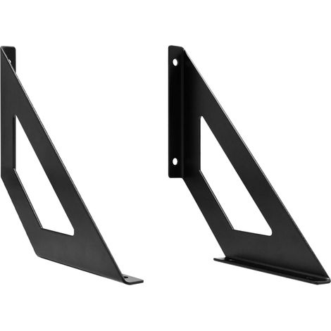 Equerre murale - Support de fixation - Etagere murale - Acier noir - Lot de 2 - Idéale pour rangement - Décoration d'intérieur - Facile à installer (1/5)