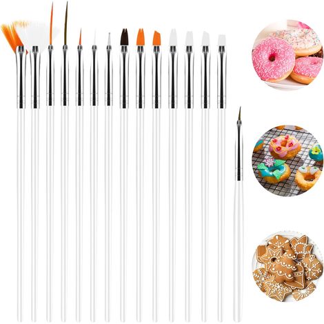 Set of 15 cake decorating brushes, food-grade cake painting brush kit, cake decorating tools (white) (1/5)