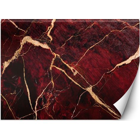 Fototapete Roter Marmor mit Gold Loft-Stil 350x245 cm