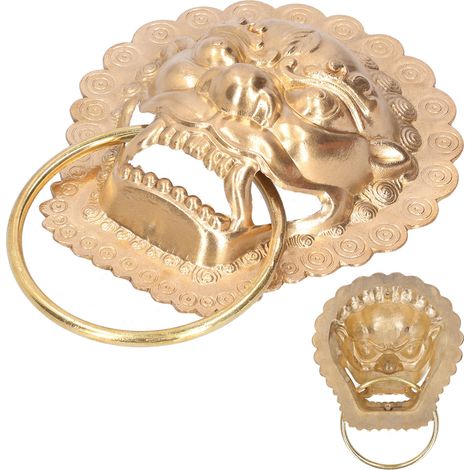 Poignée de porte ancienne en laiton, double poignée pour portail bois, cour extérieure, porte latérale, finition bronze, quincaillerie vintage. (1/5)