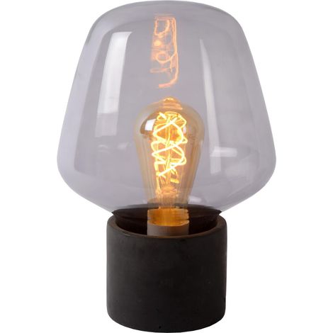 Lampe de table Becky noir avec verre fumé - 45569/01/65 (1/2)