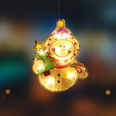 Silhouette Lumineuse Noël - Silhouette Métallique LED avec Piles - Pour Fenêtre Porte Miroir Verre - Lot de 3 (Père Noël Renne Bonhomme de Neige) (1/4)