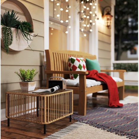 tisch beistelltisch garten 65x65x43 rattan natur OKMYHOME (1/4)