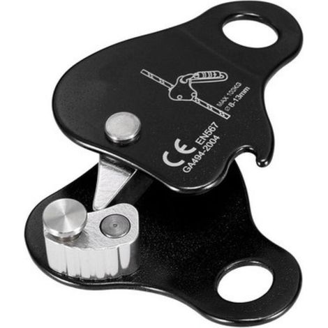 Une gaine noire pour corde d'escalade, adaptée à l'alpinisme, avec dispositif de verrouillage automatique et protection antichute. (1/5)