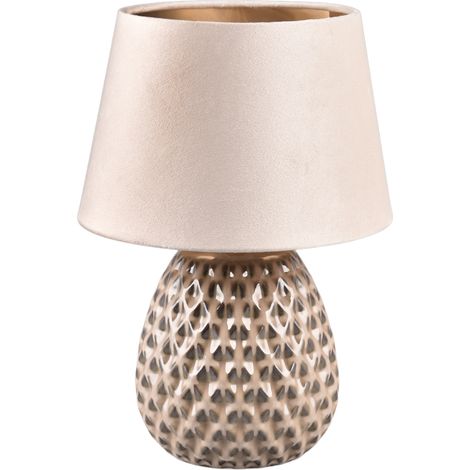 Lampe de table céramique beige velours 35 cm E27 Ariana (1/3)