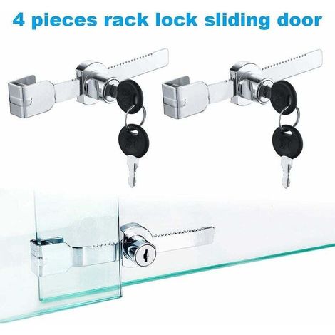 4 PCS Terrarium Vitrine Coulissante en Verre Serrure de Porte, Verrous de Porte Coulissante en Verre, Serrures à Came, Boite aux Lettres Tiroir Placard Serrure,Alliage de Zinc (avec 8 clés )