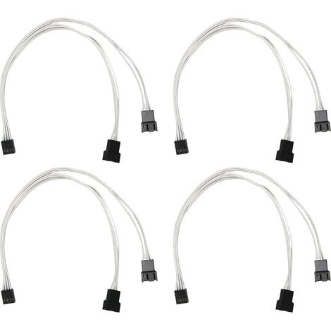 4pcs Câble d'extension PWM, fil cuivre argenté, connecteur 4 broches, pour ventilateur PC, refroidissement boîtier (1/5)