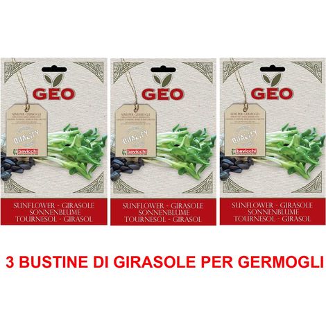 OFFERTA 3 CONFEZIONI DI SEMI BIO DI GIRASOLE PER GERMOGLI 80GR SEMENZAIO SEMENTI
