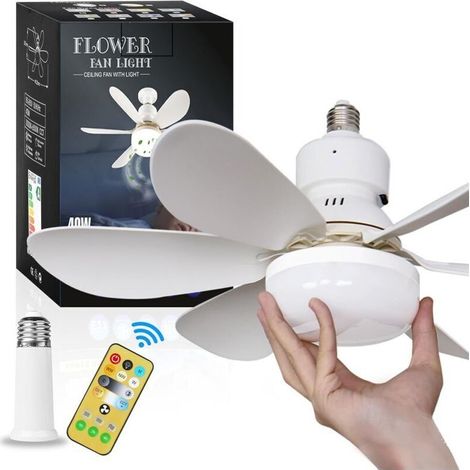 Deckenventilator mit Beleuchtung, E26/E27-Fassung, Fernbedienung, leiser Betrieb und einstellbare Helligkeit (1/5)