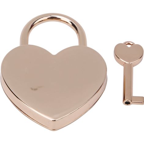 Cadenas vintage en forme de cœur, métal rose gold 45x59mm, lot de 1 avec clé, fournitures artisanales pour maison (1/5)