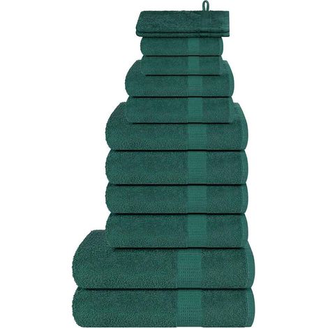 vidaXL Set Asciugamani 12 pz Verde Mela 360 gsm 100% Cotone (1/5)