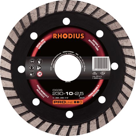 RHODIUS DG35, 1 Stück, 115 x 10,0 x 2,0 mm, Diamanttrennscheibe