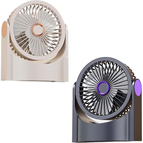 Juego de 2 ventiladores portátiles y ajustables para oficina y uso en interiores, con iluminación (negro, blanco). (1/5)