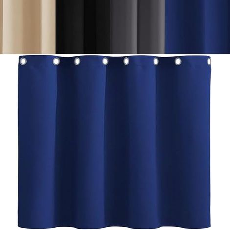 Rideau Isolant Thermique, 175 x 245 cm Anti Froid et Chaleur Rideau Extérieur Terrasse Décoration Maison Plusieurs Tailles Lavable, Bleu Foncé (1/5)