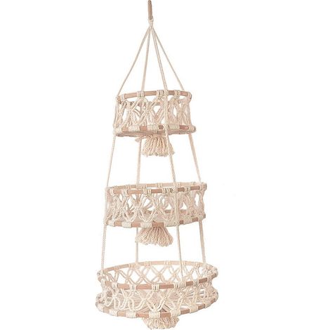 Cesta de pared de algodón tejida a mano – cesta de almacenamiento para verduras de cocina – cesta colgante para plantas de jardín (1/3)