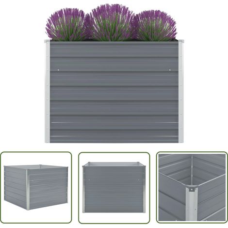 The Living Store Hochbeet 100 x 100 x 77 cm Verzinkter Stahl Grau - Hochbeet - Stahlhochbeet - Gartenhochbeet - Balkonhochbeet - Gemüsegarten (1/5)