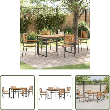 Gartentisch - Garten Essgruppe 5 pcs Grau und Braun Poly-Rattan (1/5)
