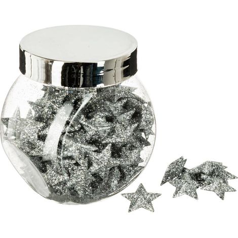 Barattolo di accessori glitterati D.2cm argento - Feeric lights & christmas