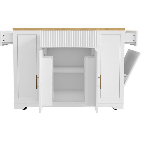 Isla de cocina móvil 120x50x92 cm, MDF y metal, blanca (1/5)