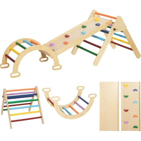5-in-1 Klettergerüst für Kinder mit Rampe, Brücke und Dreiecksleiter MODENUIT (1/3)
