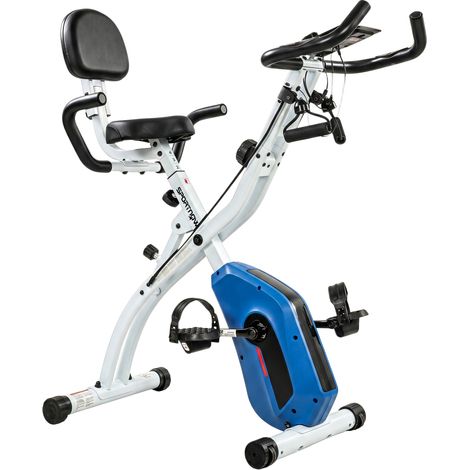 Vélo d'appartement pliable fitness 3 en 1 silencieux connecté Kinomap Bluetooth Zwift, 105x53,5x109 cm, bleu (1/5)