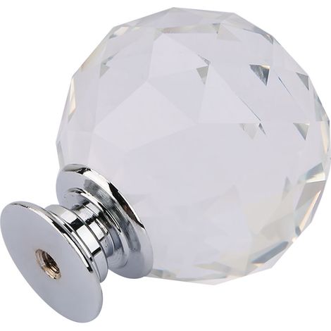1 Stück 40 mm kugelförmiger Kristallglas-Griff für Schrank, Schublade oder Kommoden (transparent) (1/5)