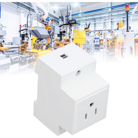 Prise de mise à la terre sur rail DIN pour montage sur tableau de distribution, avec contacts de protection intégrés, prise de style américain 110-250V. (1/5)