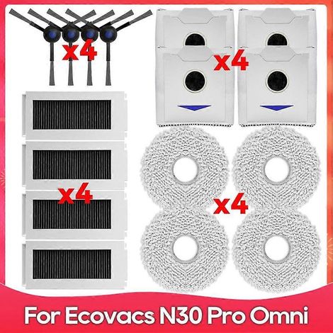 Accessoire de rechange pour aspirateur Ecovacs Debot N30 Omni / N30 Pro Omni : brosse latérale, filtre HEPA et sac à poussière. (1/5)