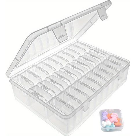 30 Pièces Boîte de Rangement en Plastique Transparent avec Couvercle à Charnière et Rectangulaire, Mini Boîte de Rangement, Petit Organisateur de Perles pour Bijoux, Pilules (Blanc) (1/5)