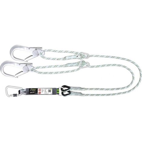 KRATOS SAFETY - Longe fourche en corde tressée 2 m avec absorbeur d'énergie et boucle à réducteur