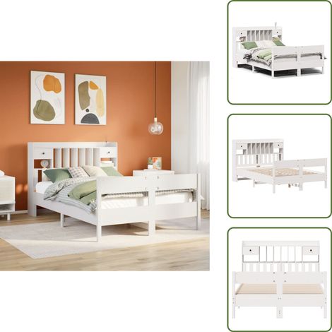 vidaXL Lit bibliothèque sans matelas blanc 140x200 cm bois pin massif